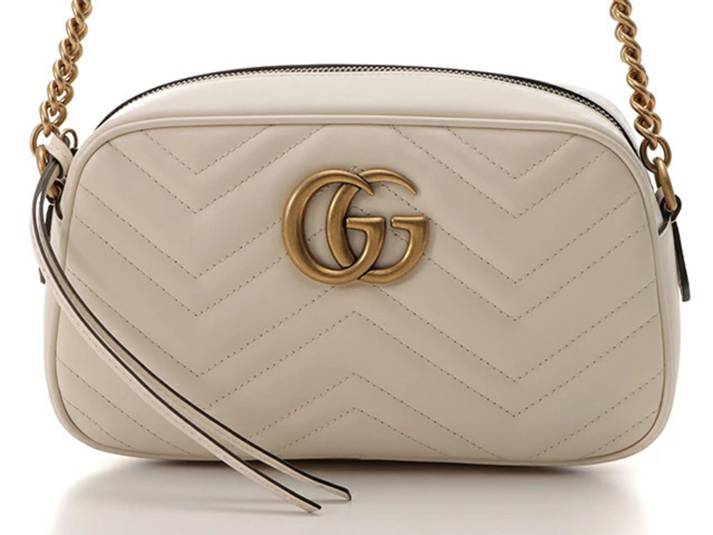 Gucci GG Marmont Shoulder Bag Calfskin Ivory White